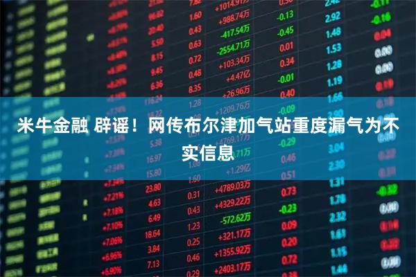 米牛金融 辟谣！网传布尔津加气站重度漏气为不实信息